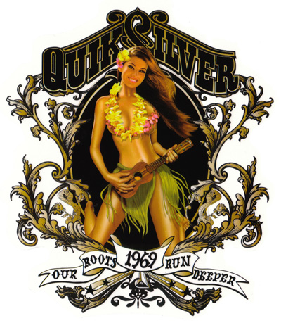 quicksilver ukulele hula girl sticker